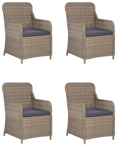 5 pcs conjunto de jantar para jardim castanho