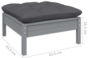 13 pcs conj. lounge de jardim com almofadões antracite pinho