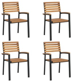 Conj. jantar p/ jardim 5 pcs madeira de acácia maciça e metal
