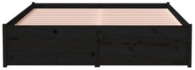 Estrutura cama pequena casal 120x190 cm pinho maciço preto