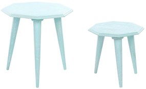 Conjunto de 2 mesas de apoio em madeira de mango azul KANRI Beliani