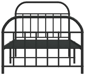 Estrutura de cama com cabeceira e pés 100x190 cm metal preto