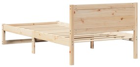 Estrutura de Cama Natural Madeira de Pinho Maciça Solteiro