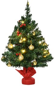 HOMCOM Mini Árvore de Natal 60cm Artificial Decoração de Natal de Pinheiro com Suporte Metálico 73 Ramos PVC Ø20x60cm Verde |Aosom Portugal