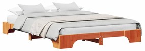 Estrutura de Cama Castanho Encerado 140x200 cm em Madeira de Pinho Sól