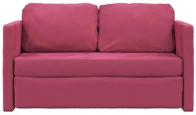 Sofá-cama sem pés 122x204x55 cm veludo vermelho tinto