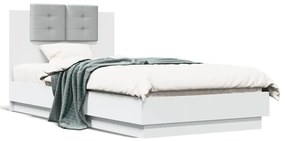 vidaXL Estrutura de cama c/ cabeceira e luzes LED 90x190 cm branco