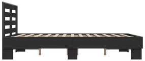 Estrutura de cama 140x190 cm derivados de madeira/metal preto