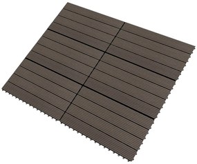Ladrilhos de pavimento 6 pcs WPC 1,08m² 60x30cm castanho escuro