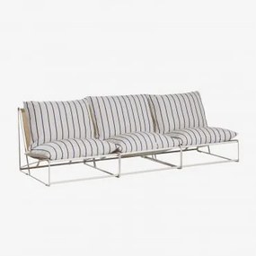Sofá Modular De Jardim De 3 Peças Amaro Tapioca Bege - Azul- Marinho - Sklum