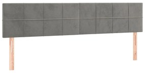 Cabeceira de cama c/luzes LED veludo 160x5x78/88 cm cinza-claro