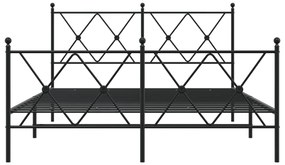 Estrutura de cama com cabeceira e pés 140x190 cm metal preto