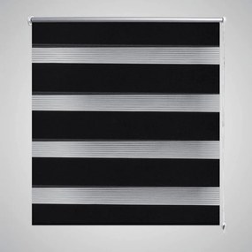 Estore de rolo 90 x 150 cm, linhas de zebra / Preto