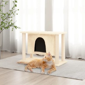 Árvore para gatos c/ postes arranhadores sisal 50 cm cor creme