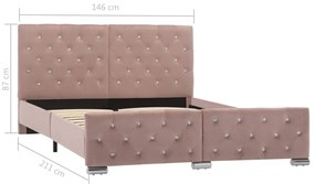 Estrutura de cama 140x200 cm veludo rosa