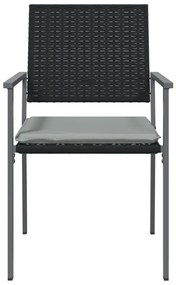 Cadeiras jardim c/ almofadões 6 pcs 54x62,5x89 cm vime PE preto