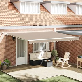 vidaXL Toldo Retrátil Automático com LED Bege 450x300 cm