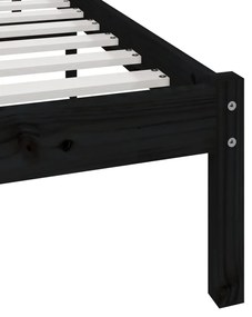 Estrutura cama de solteiro pequena 75x190 cm pinho maciço preto