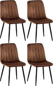 Conjunto de 4 cadeiras Jantar Dijon em veludo castanho