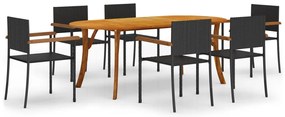 vidaXL 7 pcs conjunto de jantar para jardim preto