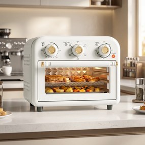 Forno e Fritadeira de Ar Quente, 34,2 x 32 x 28,2 cm, Capacidade de 12 L, Creme