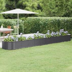 Canteiro elevado jardim 440x80x36 aço revestido a pó antracite