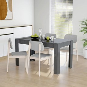 vidaXL Mesa de jantar 140x74,5x76 cm contraplacado cinzento brilhante