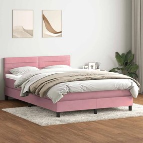 vidaXL Cama com molas/colchão 140x220 cm veludo rosa