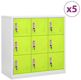 Cacifos 5 pcs 90x45x92,5 cm aço cinzento-claro e verde