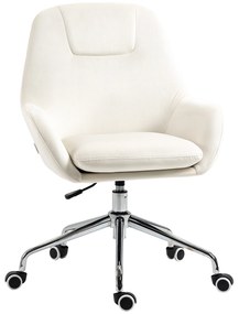 Vinsetto Cadeira de Escritório Operativa Giratória de Veludo com Altura Ajustável e Rodas 65x66x90-97cm Creme