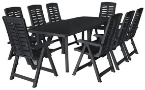 9 pcs conjunto de jantar para exterior plástico antracite