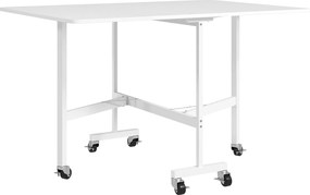Mesa Dobrável de Cozinha para 4-6 Pessoas Mesa de Sala de Jantar Dobrável com Rodas e Laterais Dobráveis 120x80x73 cm Branco