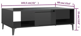 Mesa de centro derivados de madeira preto brilhante
