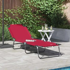 vidaXL Espreguiçadeira Dobrável Portátil Vermelha Tecido Oxford 600D