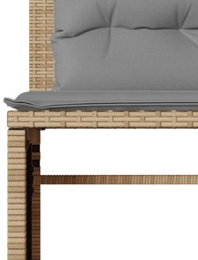 4 pcs conjunto de sofás para jardim c/ almofadões vime PE bege