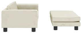 Sofá infantil com apoio de pés 100x50x30 cm veludo cor creme