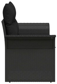 Sofá de Jardim 2 Lugares com Almofadas Preto Polyrattan