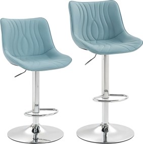 HOMCOM Conjunto de 2 Bancos de Bar Altura Ajustável Estrutura em Aço Estofados em Pu 47,5x54x(92-110) cm Azul Escuro | Aosom Portugal