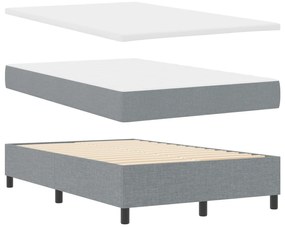 Cama Box Spring com Colchão e Banco Cinza Claro 120x190 cm Tecido
