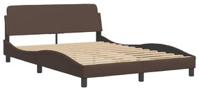 Cama com colchão 140x190 cm couro artificial castanho