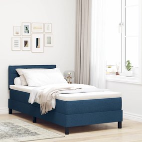 Cama Box Spring com Colchão Azul 90x200 cm Tecido