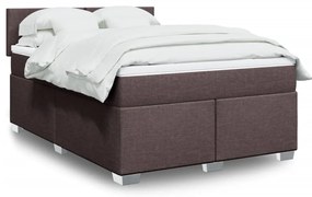 vidaXL Cama com molas/colchão 160x200 cm tecido castanho-escuro