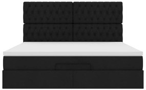 Estrutura de cama otomana com colchão 160x200 cm tecido preto