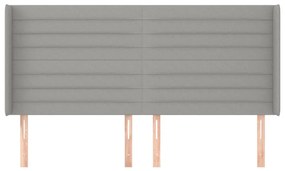 Cabeceira cama c/ abas tecido 203x16x118/128 cm cinzento-claro