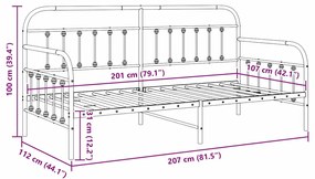 Estrutura de Daybed vidaXL Preta 107x203 cm em Aço