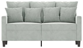 Sofá de 2 lugares 120 cm veludo cinzento-claro