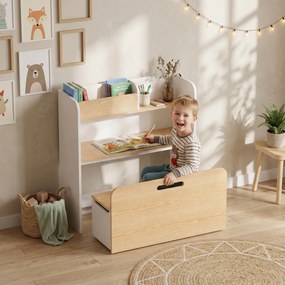 Conjunto de Secretária e Cadeira Infantil, 80 x 29 x 80 cm, Design 5 em 1, Branco