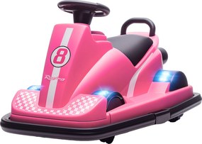 Carro de choque infantil de 6 V, rotação de 360°, música, buzina, arranque suave, 2,5 km/h, para crianças dos 2 aos 4 anos, 74 x 53 x 48 cm, rosa