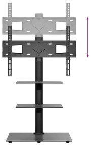 Suporte de canto para TV 32-65 polegadas c/ 3 prateleiras preto