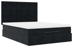 Estrutura de cama otomana com colchões 140x200 cm veludo preto